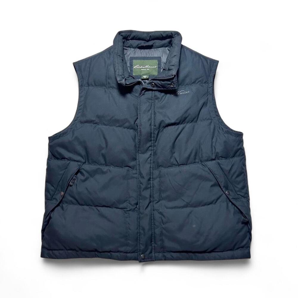 Eddie Bauer Y2k Vintage Black Nylon Shell Goose Down EB550 Puffer Vest XXL